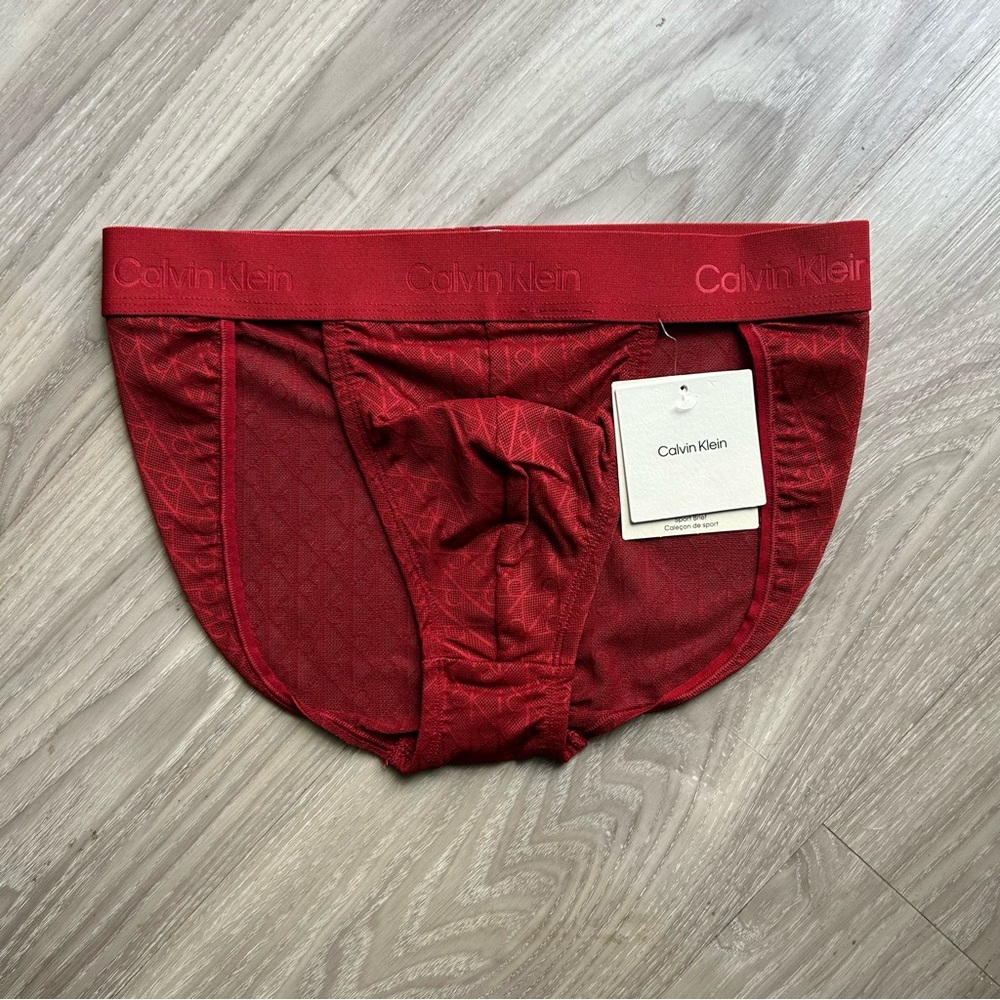 Calvin Klein | Microfiber Lace Brief in Fall Berry Red (Small)